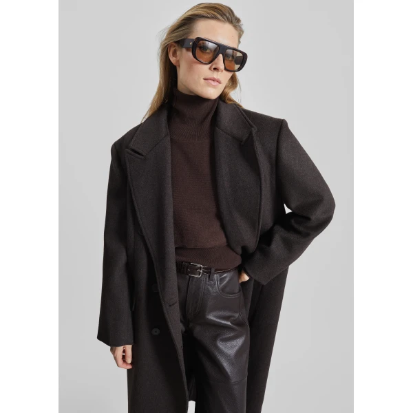 The Frankie Shop Bellace Wool Coat – Brown, view 3