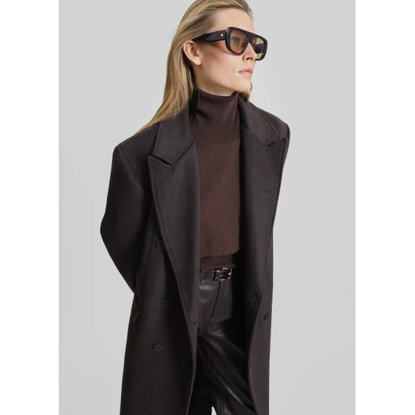 The Frankie Shop Bellace Wool Coat – Brown, view 4