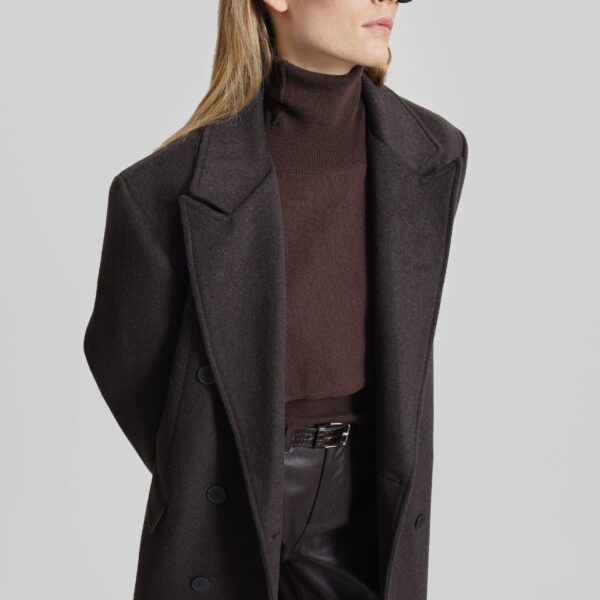 The Frankie Shop Bellace Wool Coat - Brown - Oversized Minimalist Coats in Brown - Shop at Coveti