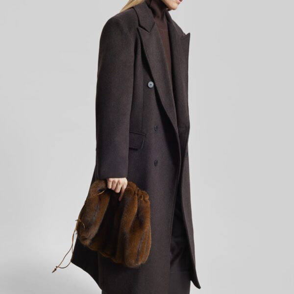 The Frankie Shop Bellace Wool Coat - Brown - Oversized Minimalist Coats in Brown - Shop at Coveti