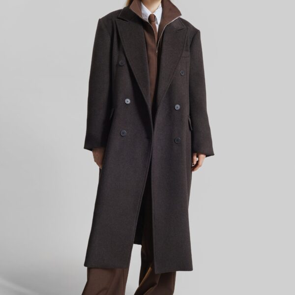The Frankie Shop Bellace Wool Coat - Brown - Oversized Minimalist Coats in Brown - Shop at Coveti
