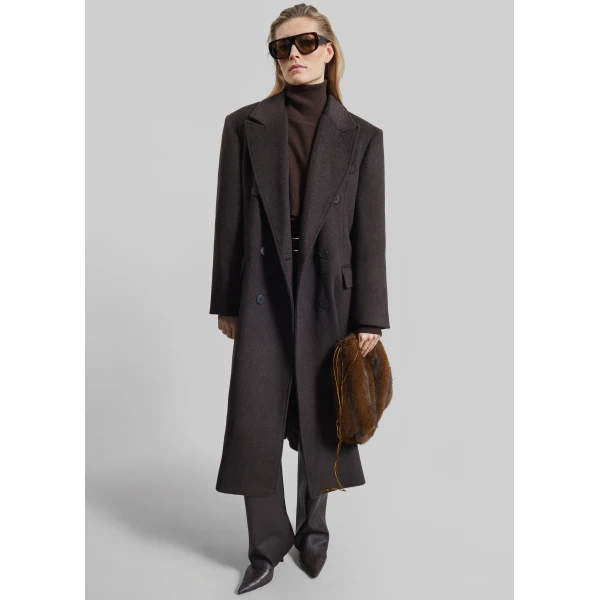 The Frankie Shop Bellace Wool Coat – Brown, view 7