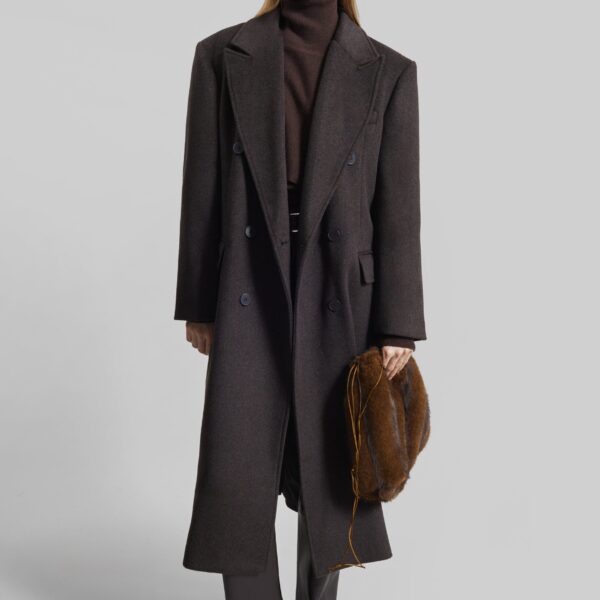 The Frankie Shop Bellace Wool Coat - Brown - Oversized Minimalist Coats in Brown - Shop at Coveti