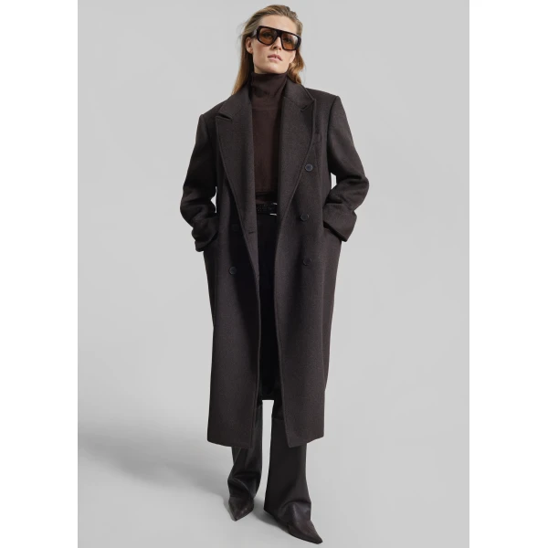 The Frankie Shop Bellace Wool Coat – Brown, view 8