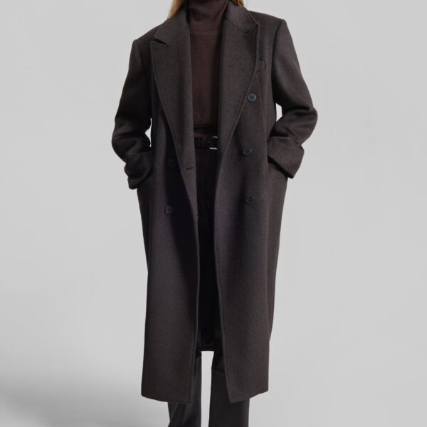 The Frankie Shop Bellace Wool Coat - Brown - Oversized Minimalist Coats in Brown - Shop at Coveti