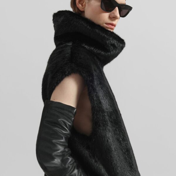 The Frankie Shop Blaire Funnel Neck Top - Black - Oversized Minimalist Tops in Black - Shop at Coveti