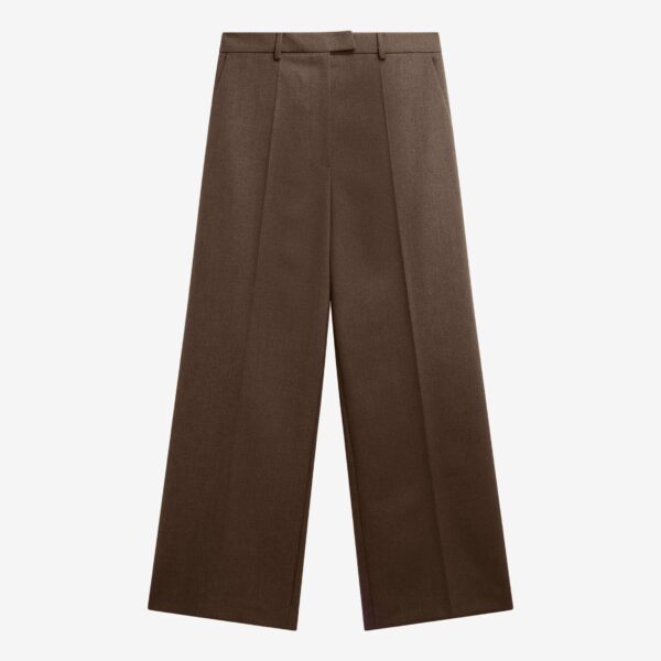 The Frankie Shop Brickell Flannel Trousers - Mocha - Oversized Minimalist Pants in Brown - Shop at Coveti