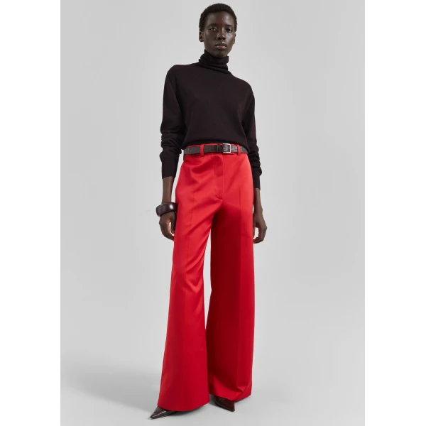 The Frankie Shop Brickell Satin Trousers – Red, view 2