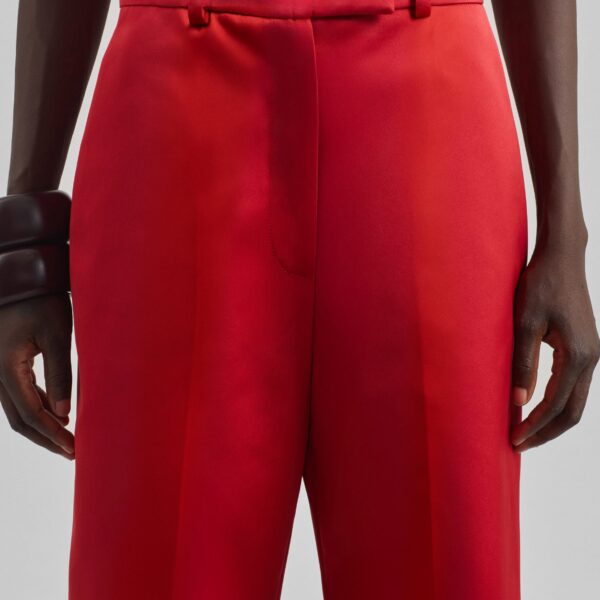 The Frankie Shop Brickell Satin Trousers - Red - Oversized Minimalist Pants in Red - Shop at Coveti