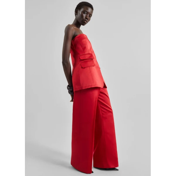 The Frankie Shop Brickell Satin Trousers – Red, view 6