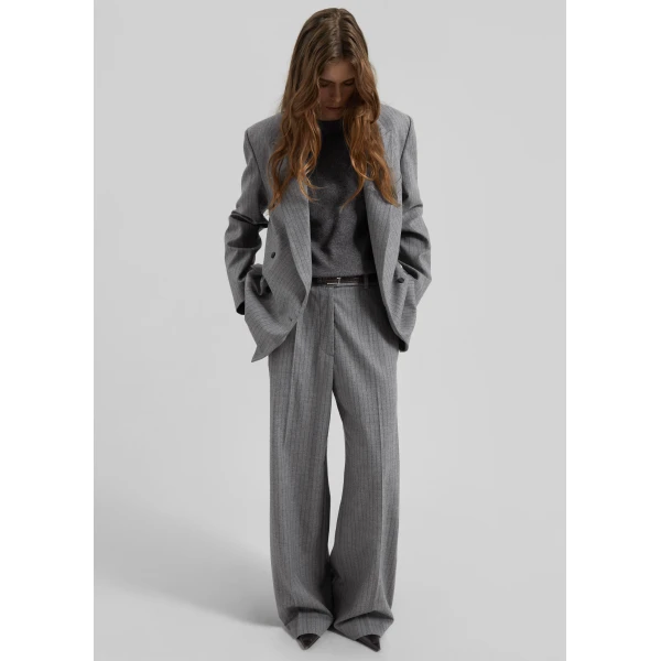 The Frankie Shop Brickell Striped Trousers – Grey/Brown, view 3