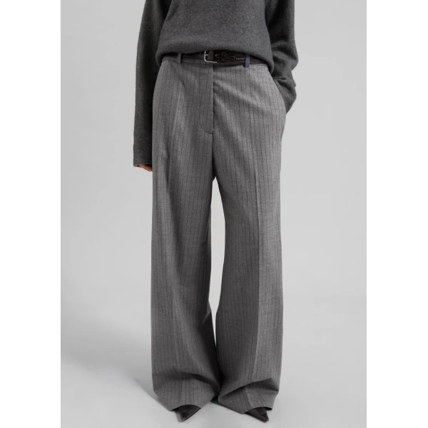 The Frankie Shop Brickell Striped Trousers – Grey/Brown, view 6