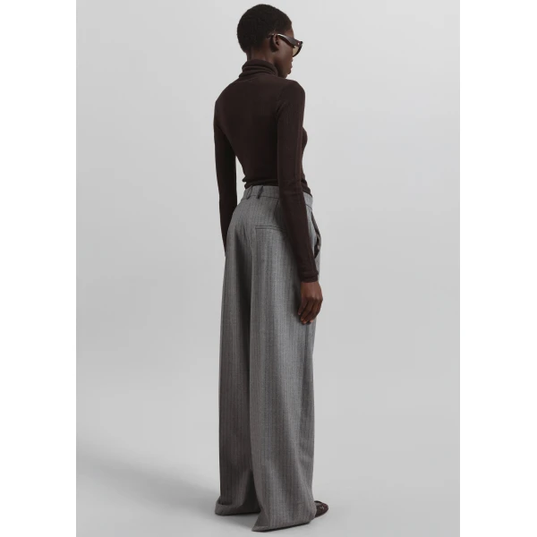 The Frankie Shop Brickell Striped Trousers – Grey/Brown, view 9