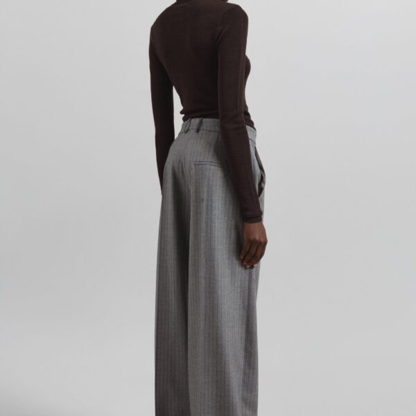 The Frankie Shop Brickell Striped Trousers - Grey/Brown - Oversized Minimalist Pants in Brown - Shop at Coveti