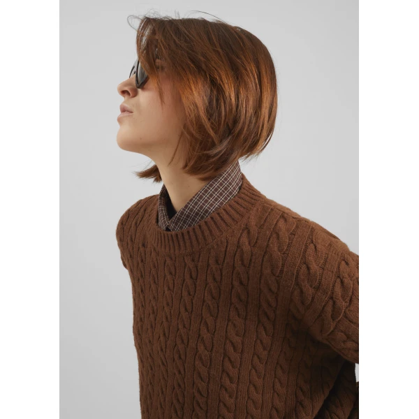 The Frankie Shop Brisbane Cropped Boxy Sweater – Brown, view 6