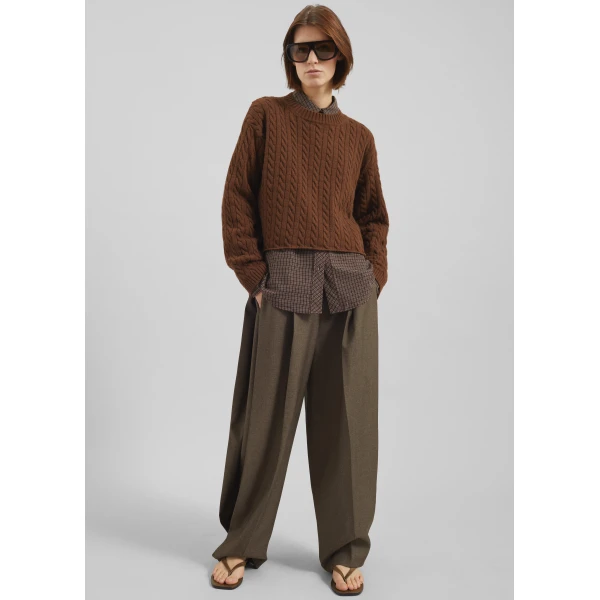 The Frankie Shop Brisbane Cropped Boxy Sweater – Brown, view 7