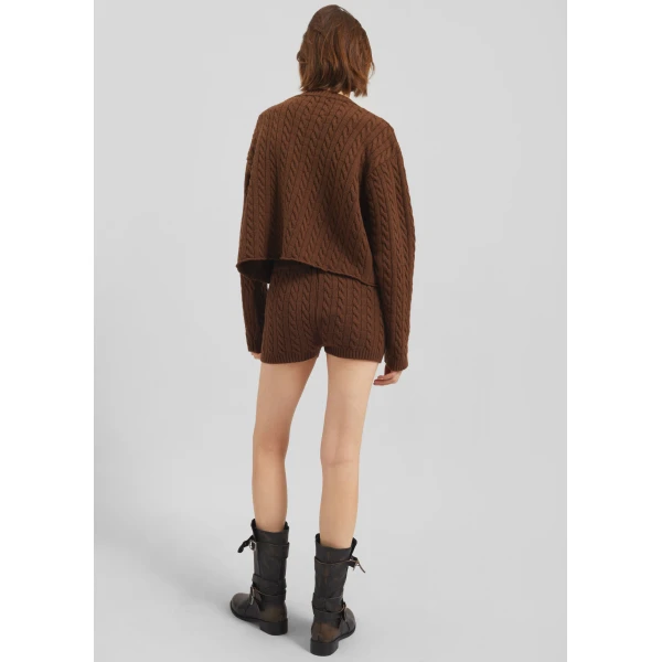 The Frankie Shop Brisbane Cropped Boxy Sweater – Brown, view 8
