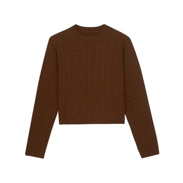 The Frankie Shop Brisbane Cropped Boxy Sweater - Brown - Oversized Minimalist Knitwear in Brown - Shop at Coveti