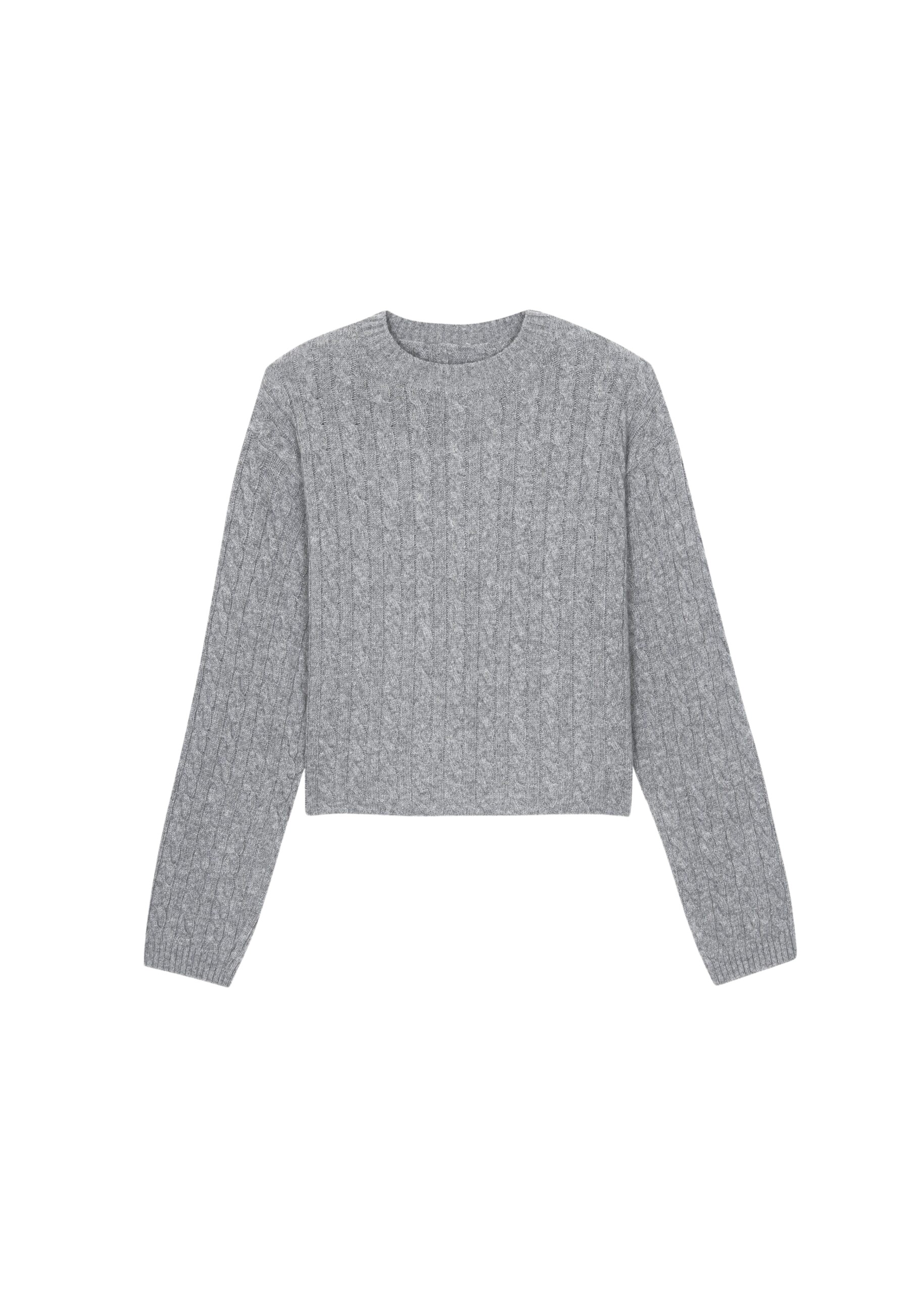 The Frankie Shop Brisbane Cropped Boxy Sweater - Grey - Oversized Minimalist Knitwear in Grey - Shop at Coveti