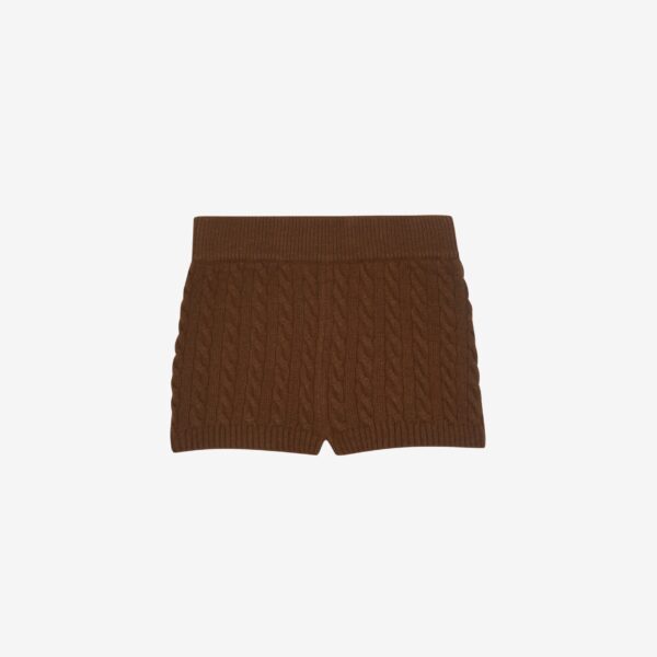 The Frankie Shop Brisbane Knit Mini Shorts - Brown - Oversized Minimalist Shorts in Brown - Shop at Coveti