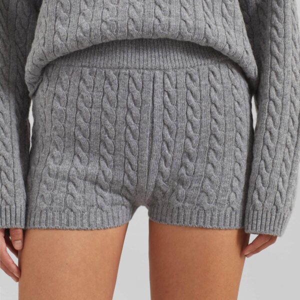 The Frankie Shop Brisbane Knit Mini Shorts - Grey - Oversized Minimalist Shorts in Grey - Shop at Coveti