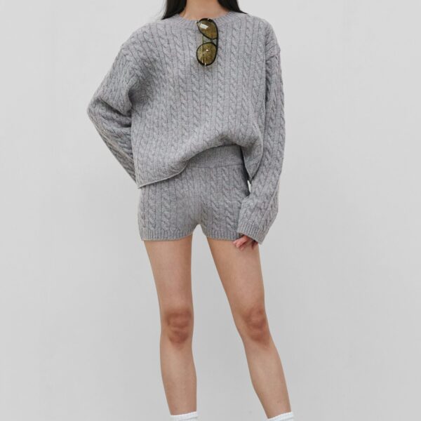 The Frankie Shop Brisbane Knit Mini Shorts - Grey - Oversized Minimalist Shorts in Grey - Shop at Coveti