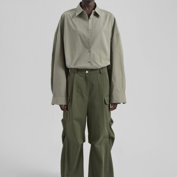 The Frankie Shop Bronte Cargo Pants - Army Green - Oversized Minimalist Pants in Green - Shop at Coveti