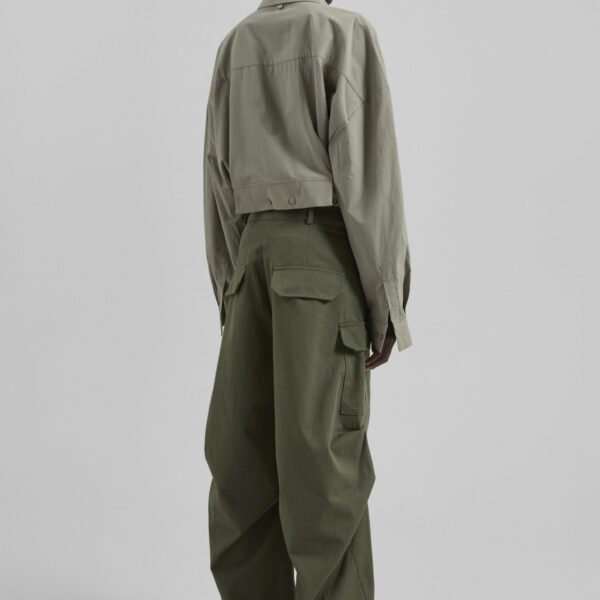 The Frankie Shop Bronte Cargo Pants - Army Green - Oversized Minimalist Pants in Green - Shop at Coveti