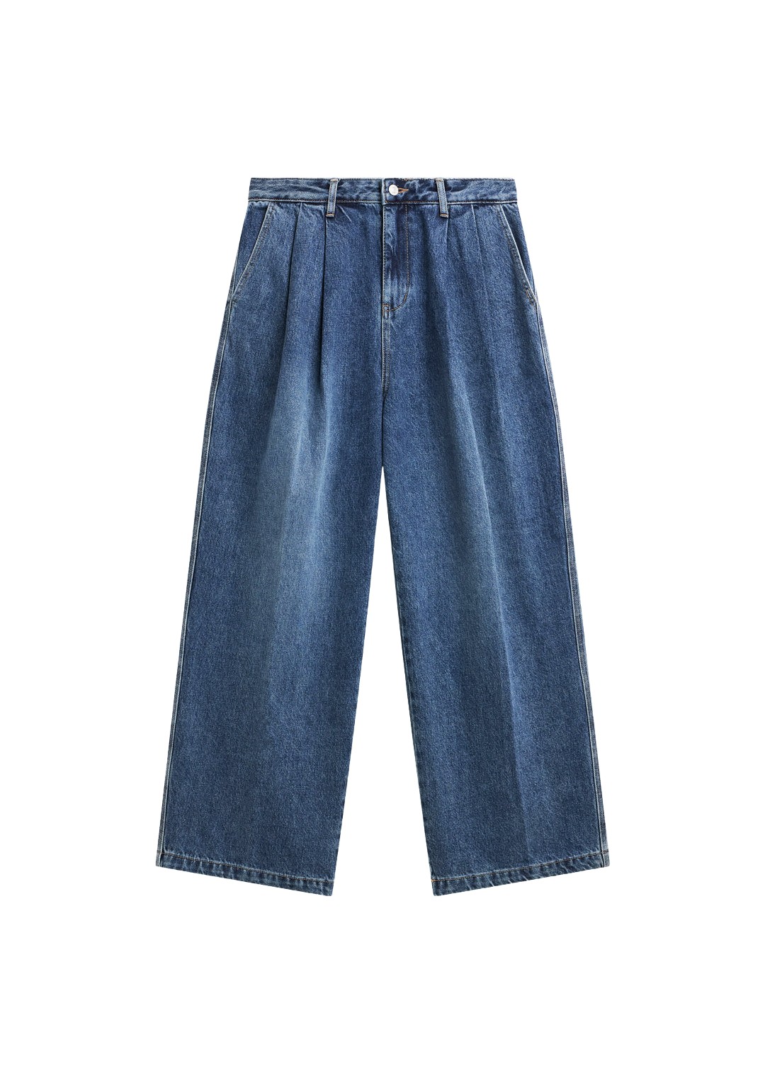 The-Frankie-Shop-Buxton-Pleated-Wide-Jeans-Medium-Wash-coveti-1184036_nobg The Frankie Shop Buxton Pleated Wide Jeans - Medium Wash - Oversized Minimalist Pants in Blue - Shop at Coveti