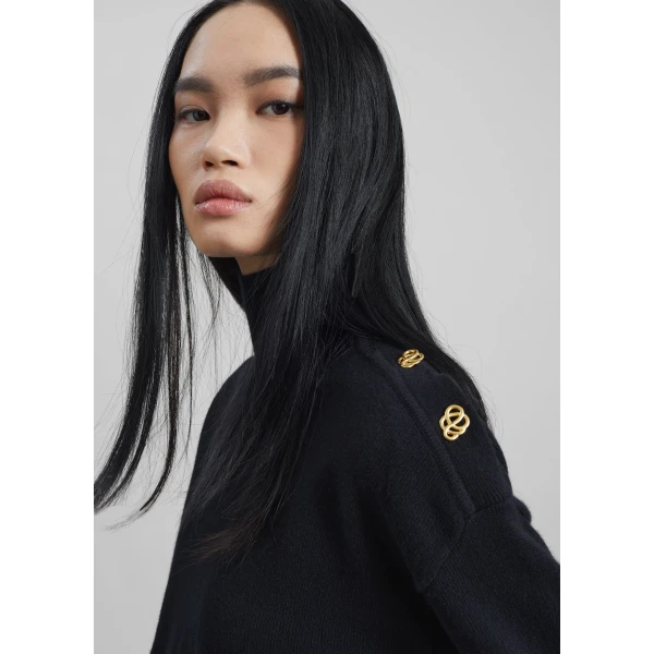 The Frankie Shop By Malene Birger Vanille Wool Sweater – Black, view 2