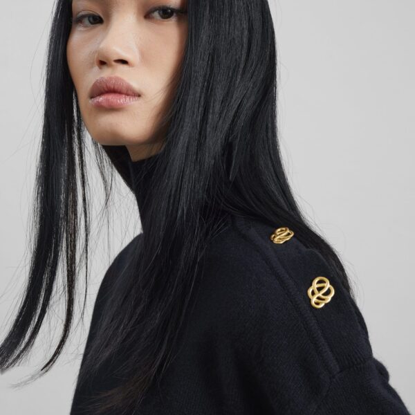 The Frankie Shop By Malene Birger Vanille Wool Sweater - Black - Oversized Minimalist Knitwear in Black - Shop at Coveti