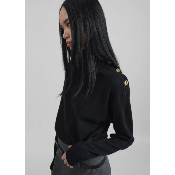 The Frankie Shop By Malene Birger Vanille Wool Sweater – Black, view 4