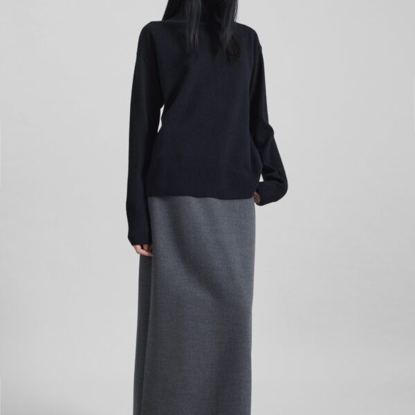 The Frankie Shop By Malene Birger Vanille Wool Sweater - Black - Oversized Minimalist Knitwear in Black - Shop at Coveti