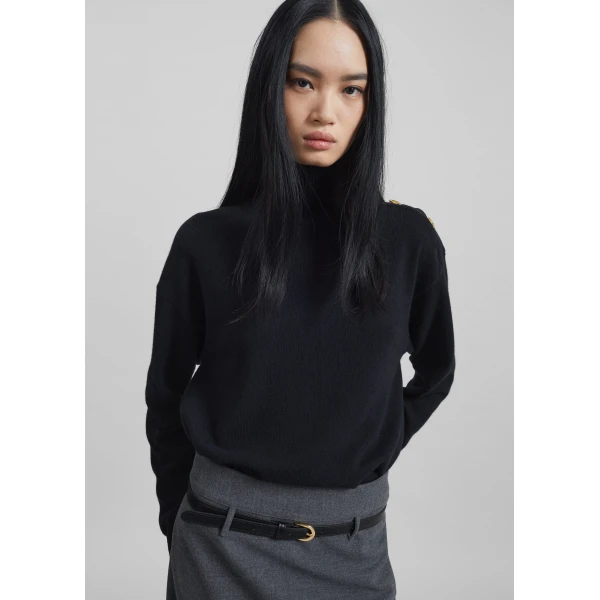 The Frankie Shop By Malene Birger Vanille Wool Sweater – Black, view 6