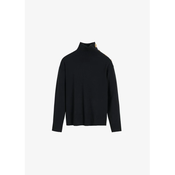 The Frankie Shop By Malene Birger Vanille Wool Sweater – Black, view 8