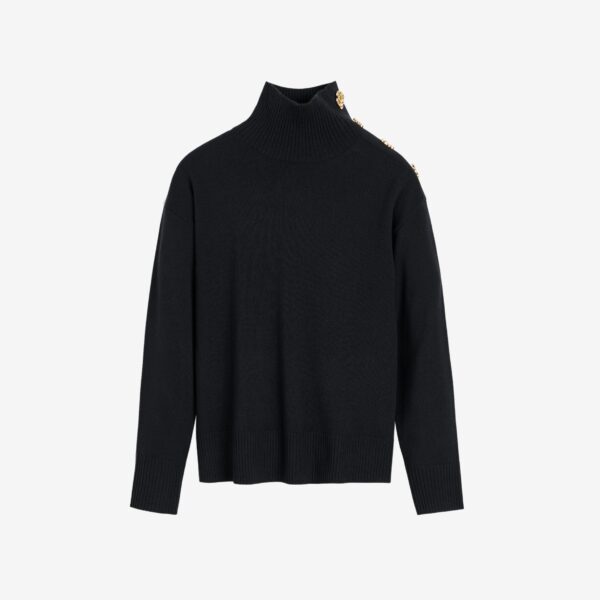 The Frankie Shop By Malene Birger Vanille Wool Sweater - Black - Oversized Minimalist Knitwear in Black - Shop at Coveti