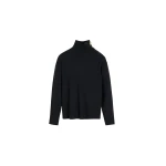 The Frankie Shop By Malene Birger Vanille Wool Sweater - Black - Oversized Minimalist Knitwear in Black - Shop at Coveti