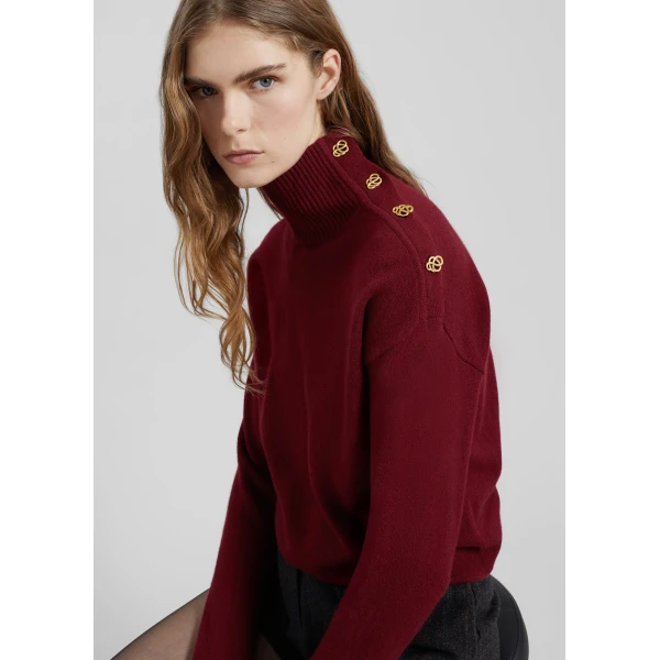 The Frankie Shop By Malene Birger Vanille Wool Sweater – Cabernet, view 4