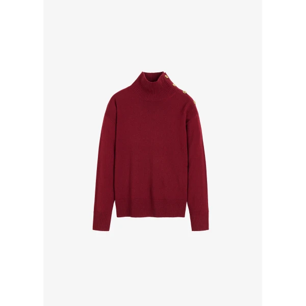 The Frankie Shop By Malene Birger Vanille Wool Sweater – Cabernet, view 7