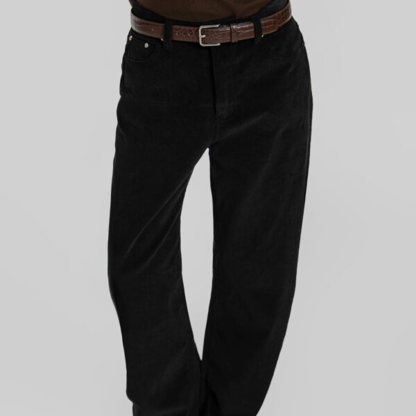The Frankie Shop Caistor Corduroy Barrel Leg Pants - Black - Oversized Minimalist Pants in Black - Shop at Coveti