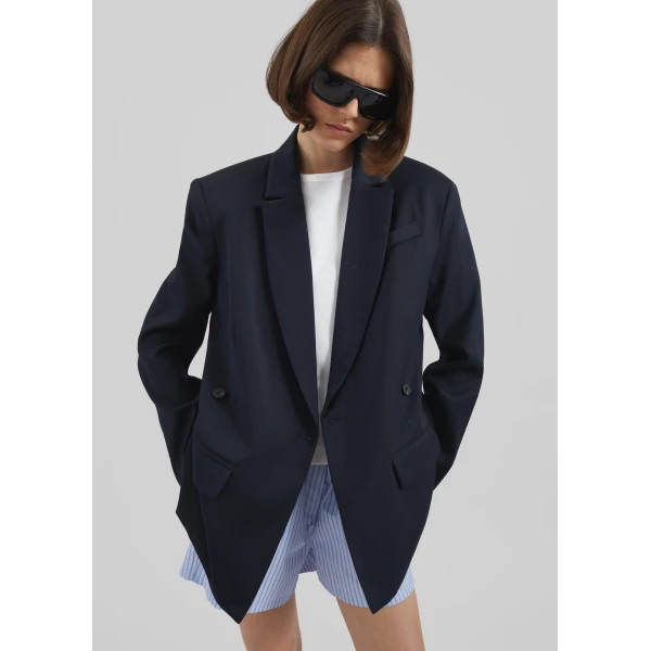 The Frankie Shop Calvay Crossover Blazer – Dark Navy, view 3