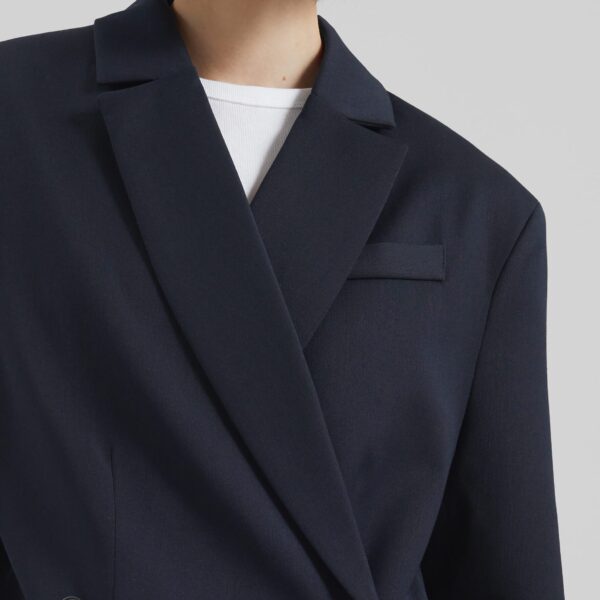 The Frankie Shop Calvay Crossover Blazer - Dark Navy - Oversized Minimalist Jackets in Blue - Shop at Coveti