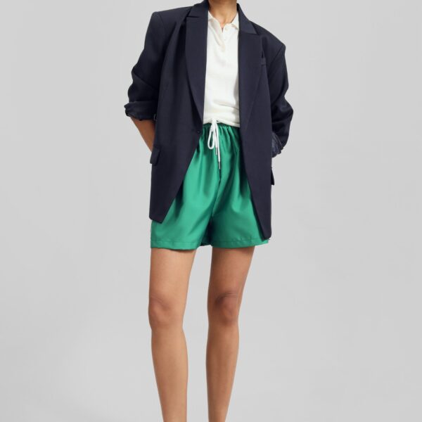 The Frankie Shop Calvay Crossover Blazer - Dark Navy - Oversized Minimalist Jackets in Blue - Shop at Coveti