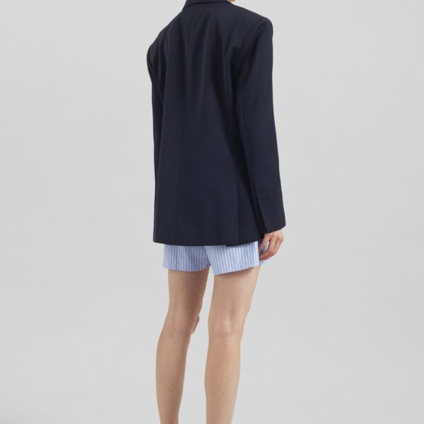 The Frankie Shop Calvay Crossover Blazer - Dark Navy - Oversized Minimalist Jackets in Blue - Shop at Coveti