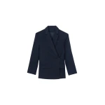 The Frankie Shop Calvay Crossover Blazer - Dark Navy - Oversized Minimalist Jackets in Blue - Shop at Coveti