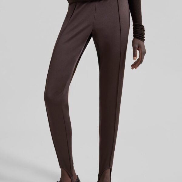 The Frankie Shop Caserta Stirrup Leggings - Brown - Oversized Minimalist Pants in Brown - Shop at Coveti