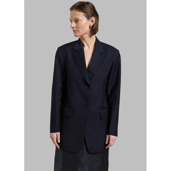 The Frankie Shop Cedric Open Back Blazer – Navy Stripe, view 4
