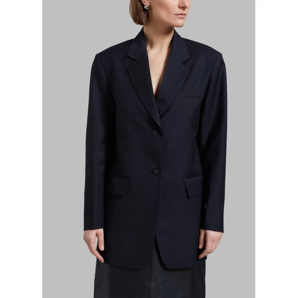 The Frankie Shop Cedric Open Back Blazer – Navy Stripe, view 6