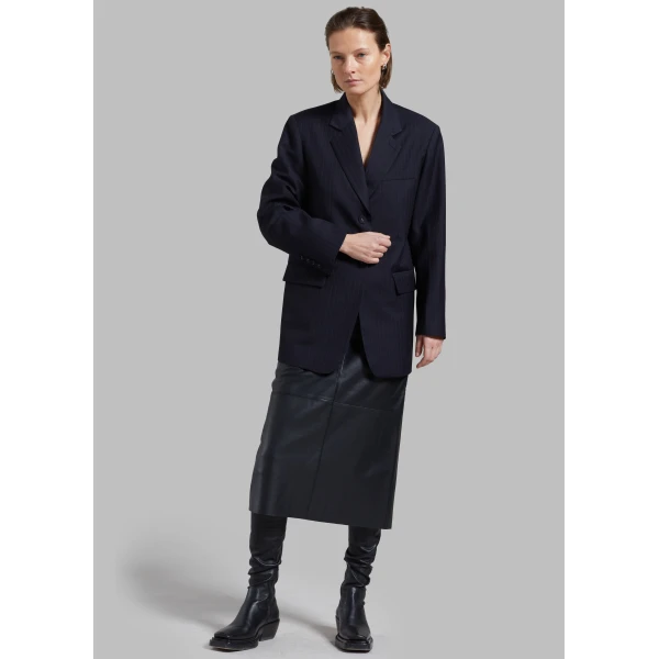 The Frankie Shop Cedric Open Back Blazer – Navy Stripe, view 7