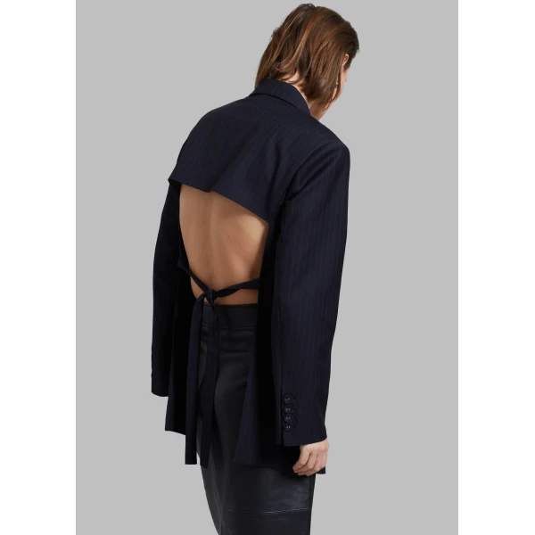 The Frankie Shop Cedric Open Back Blazer – Navy Stripe, view 8